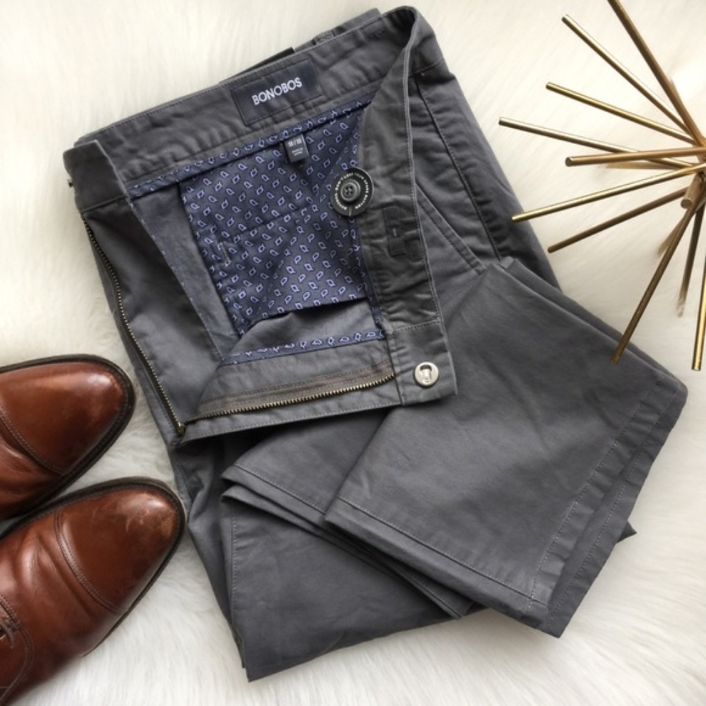 New Bonobos Pants Slim Stretch Washed Chinos Gray